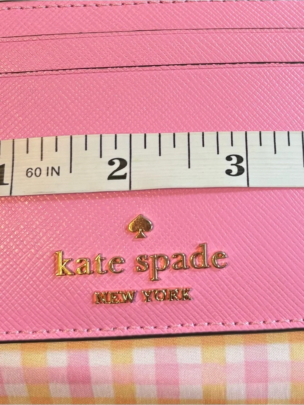 kate spade Pink Leather Card Holder with Gold Logo